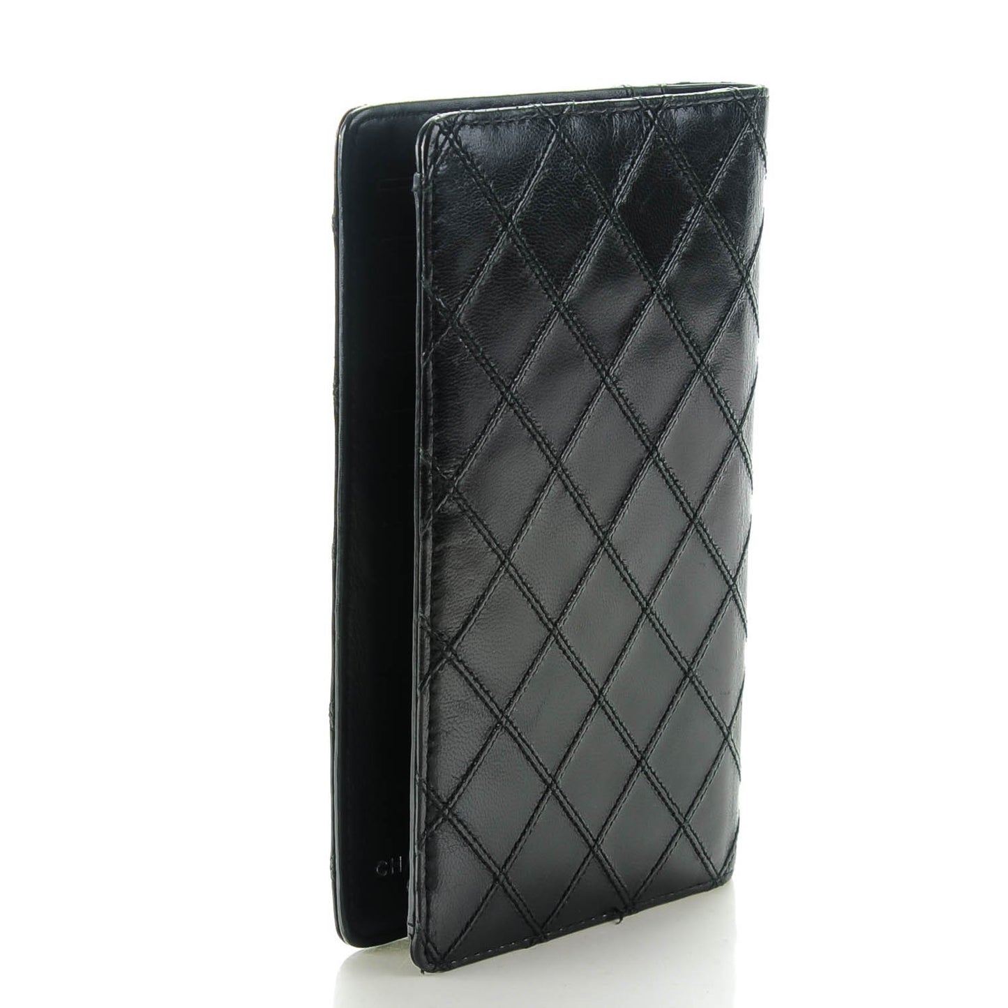 Diamond Stitched Yen Wallet Black