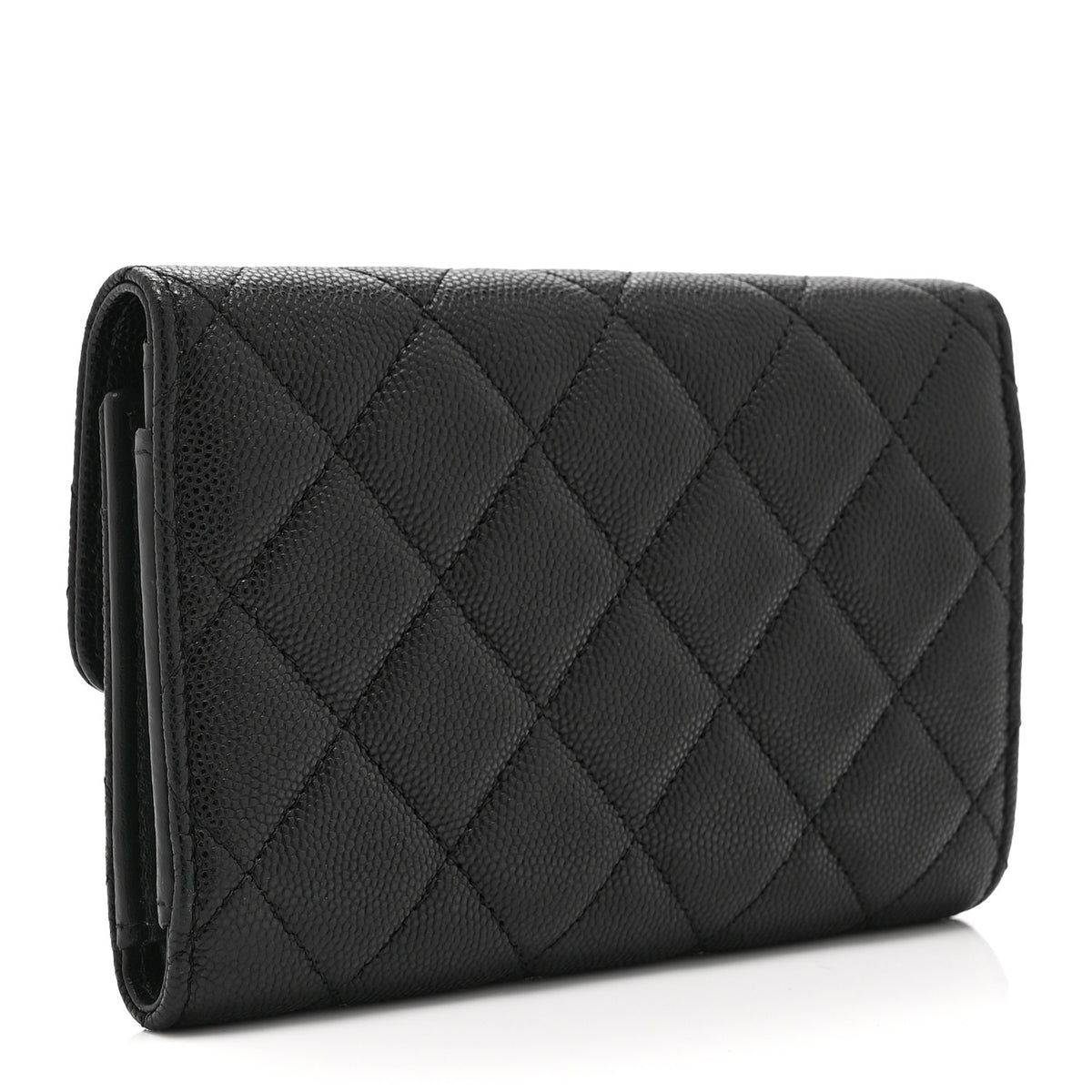 Caviar Quilted Coco Chanel CC Medium Flap Wallet Black