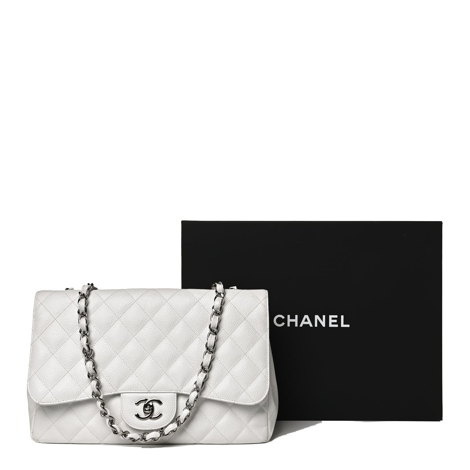 Chanel Caviar Quilted Jumbo Single Flap White 13 of 13