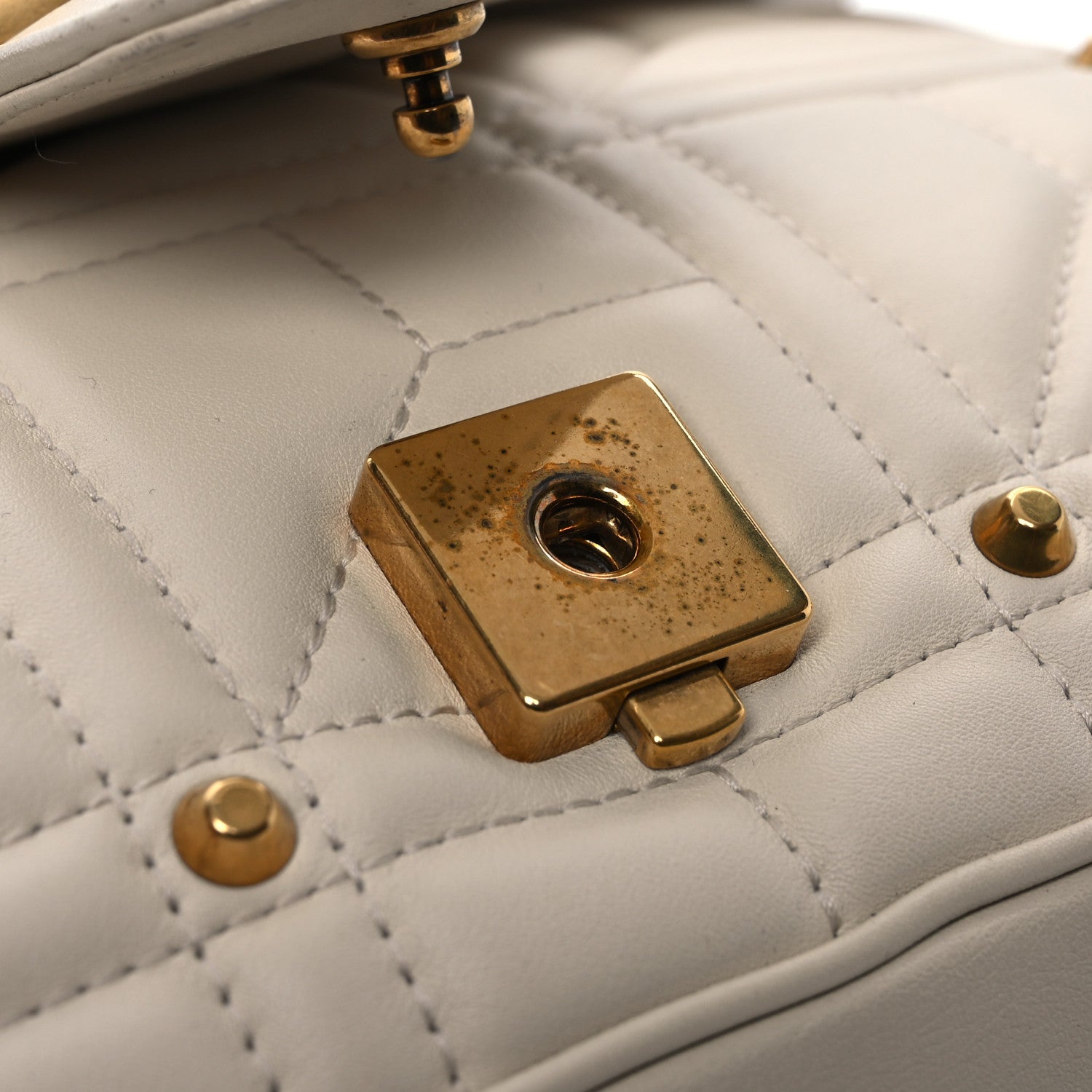 Gucci Calfskin Matelasse Studded Medium GG Marmont Shoulder Bag White 16 of 16