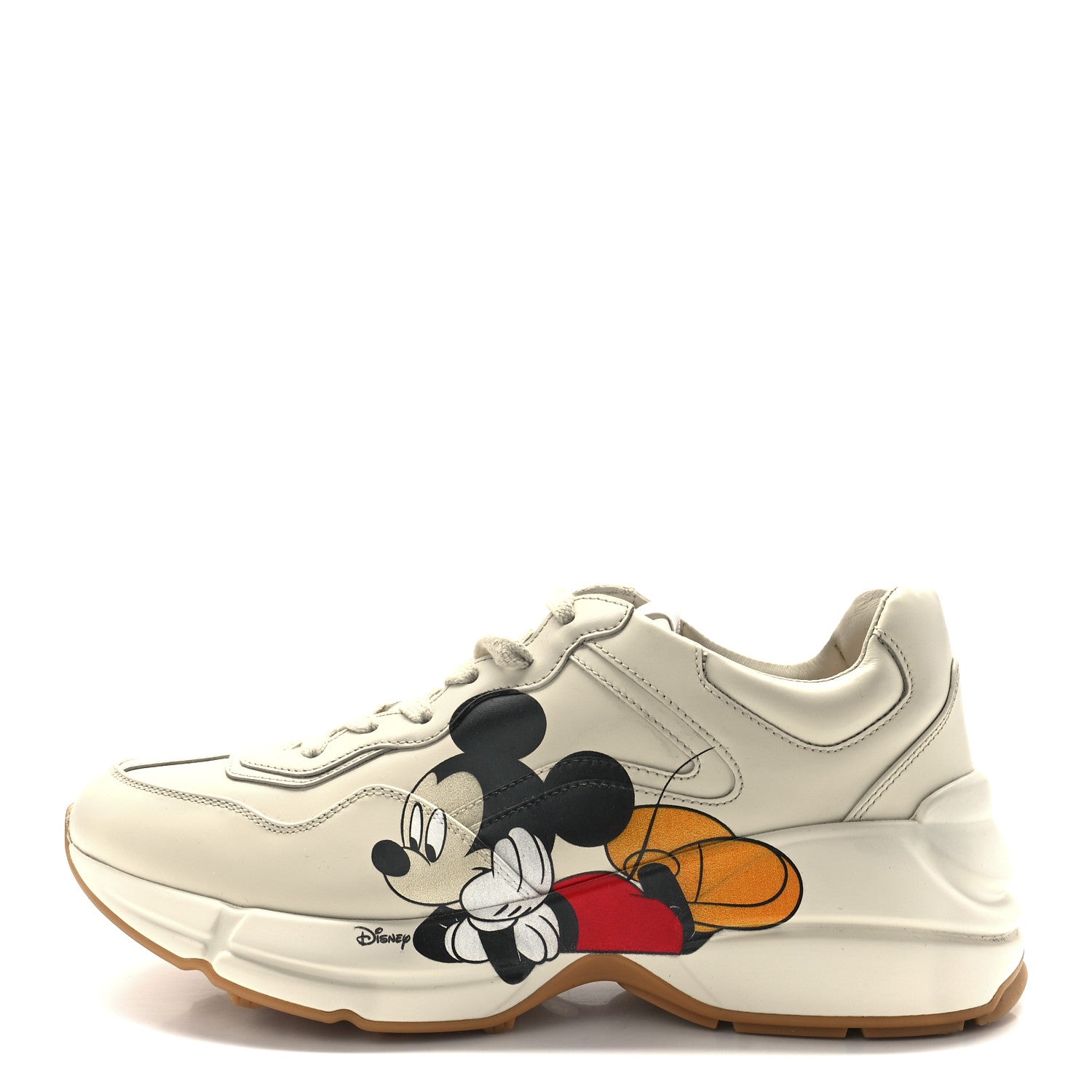 Gucci X DISNEY Calfskin Mickey Mouse Womens Rhyton Sneakers 38 Ivory 1 of 9
