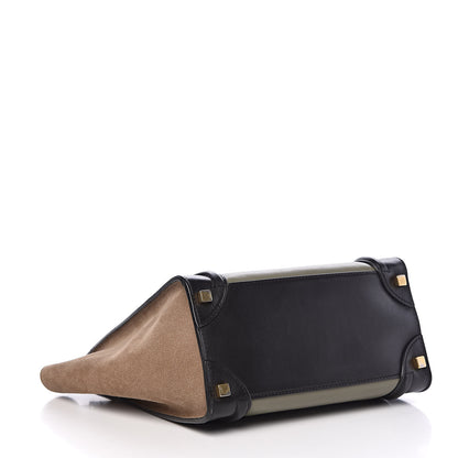 Celine Satin Calfskin Suede Micro Tri-Color Luggage Almond 4 of 13