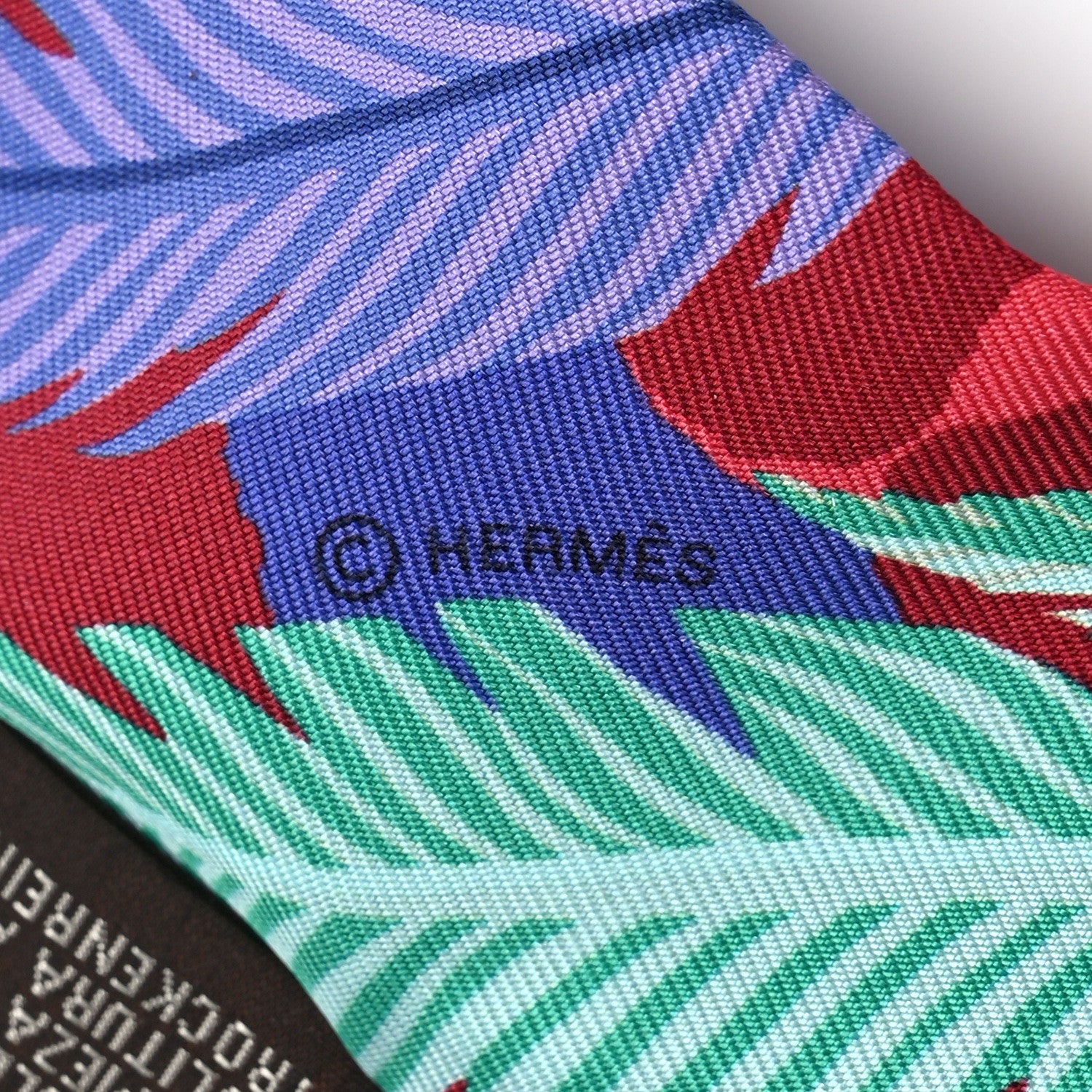 Hermes Silk Jaguar Quetzal Twilly Bordeaux Vert Bleu 3 of 4