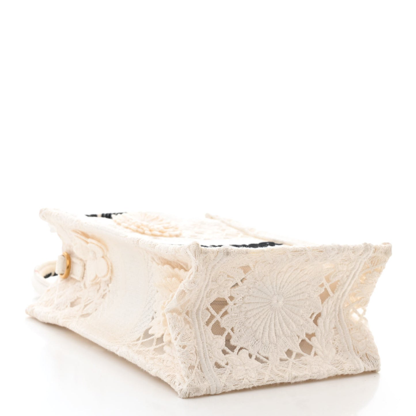 Embroidered D-Lace Mini Book Tote Phone Bag White Black