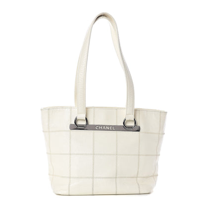 Chanel Caviar Square Stitched Tote White 2 of 13
