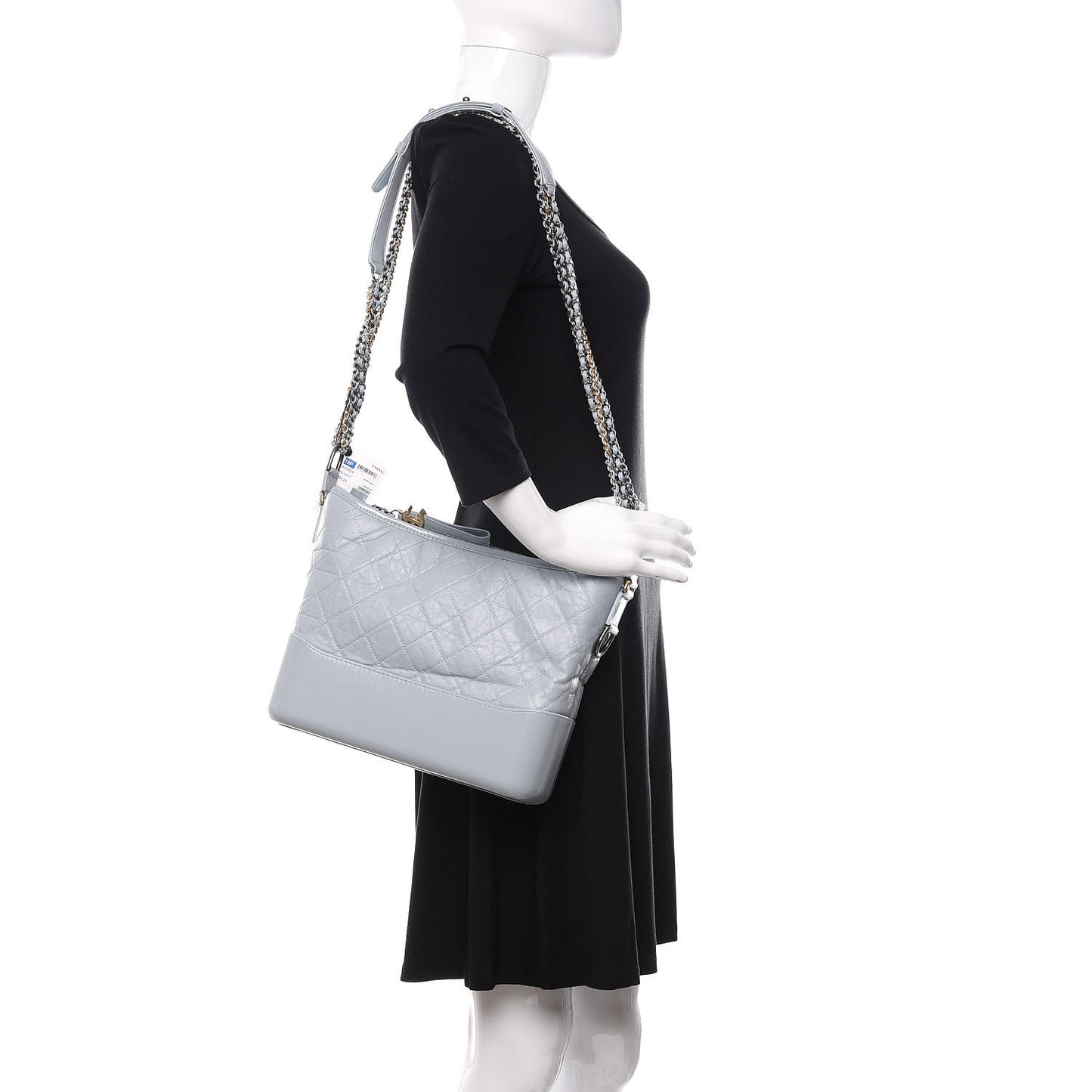 Aged Calfskin Quilted Medium Gabrielle Hobo Light Blue