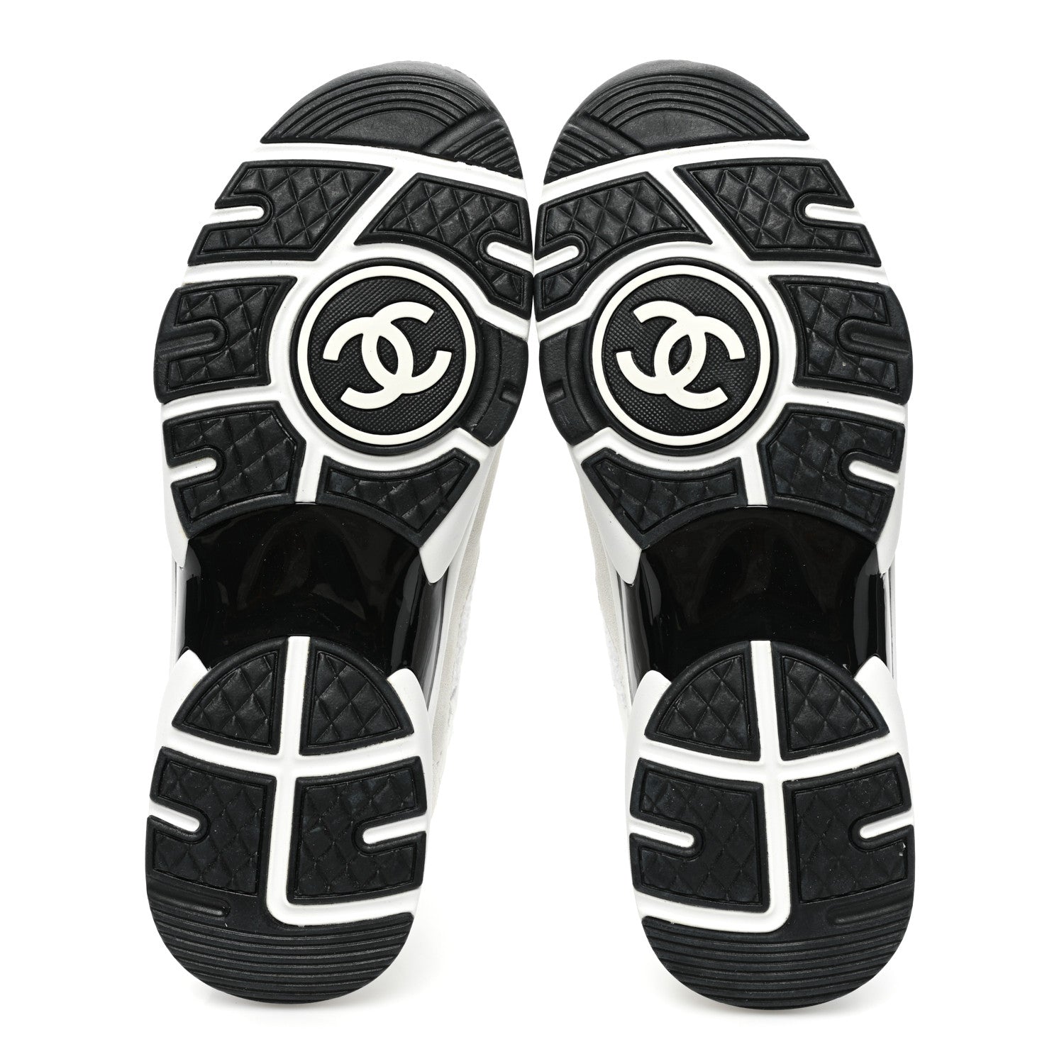 Chanel Painted Iridescent Cotton Tweed Suede Womens CC Sneakers 39 White Silver Multicolor 5 of 9