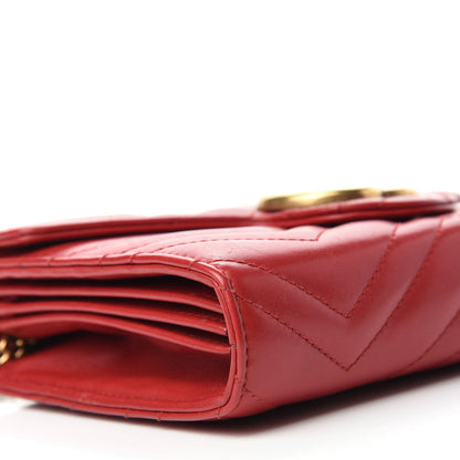 Gucci Calfskin Matelasse GG Marmont Chain Wallet Hibiscus Red 6 of 10