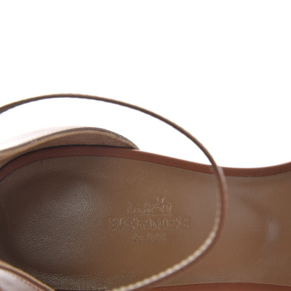 Hermes Calfskin Legend Wedge Sandals 39.5 Gold 8 of 10