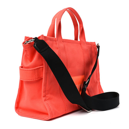 Marc Jacobs Cotton Canvas Medium The Traveler Tote Bag Electric Orange 2 of 9