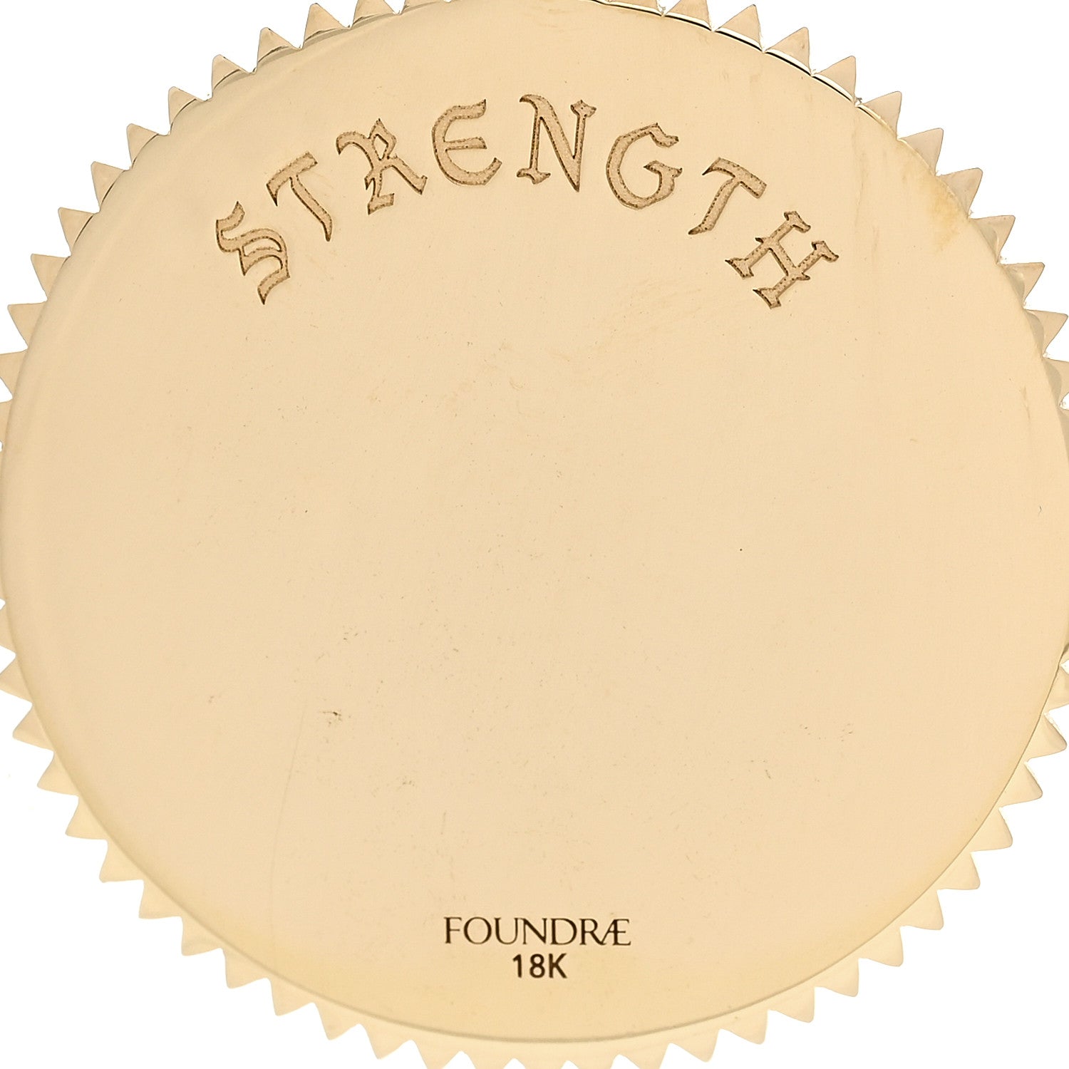 Foundrae 18K Yellow Gold Diamond Large Strength Medallion Pendant 3 of 3
