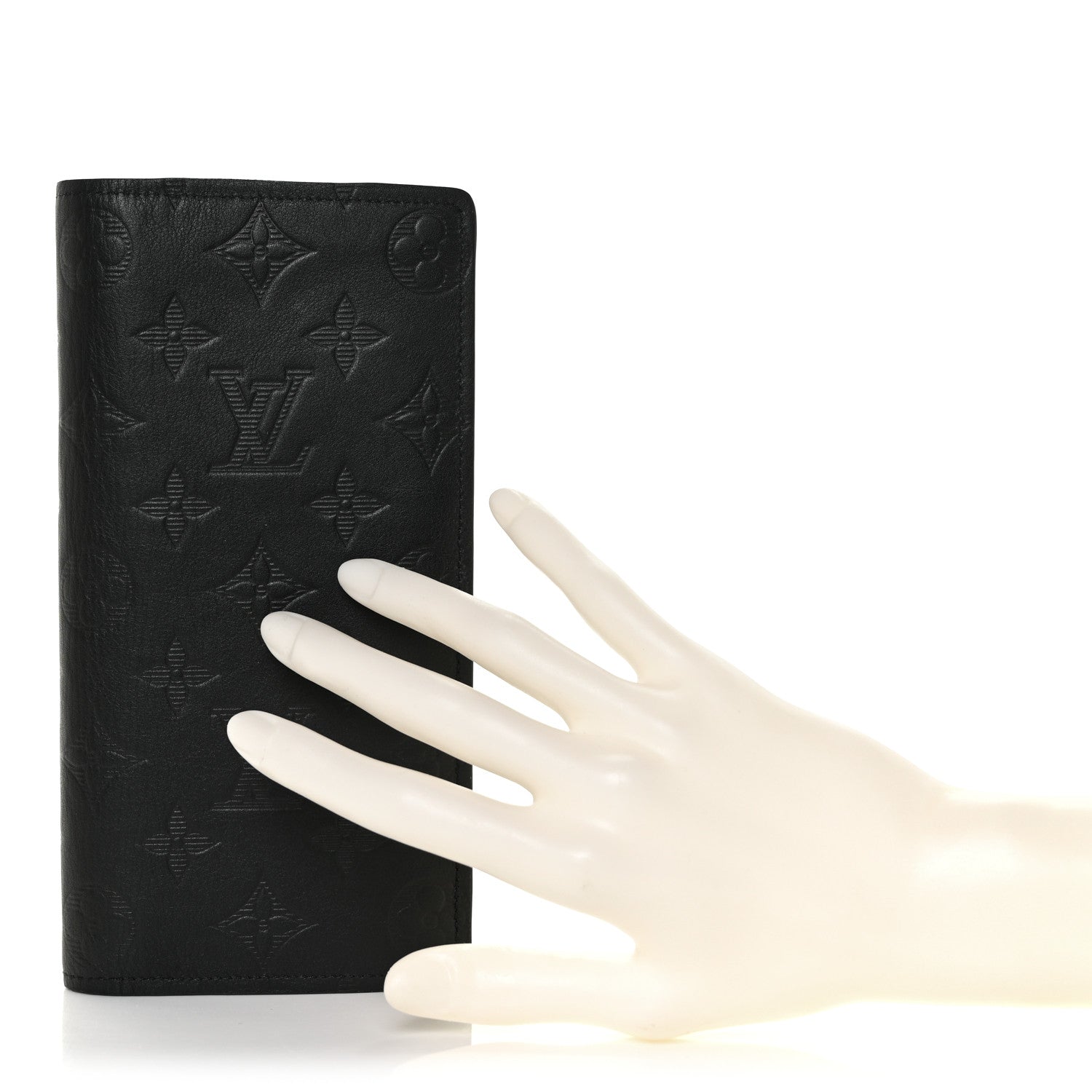 Louis Vuitton Calfskin Monogram Shadow Brazza Wallet Black 2 of 10