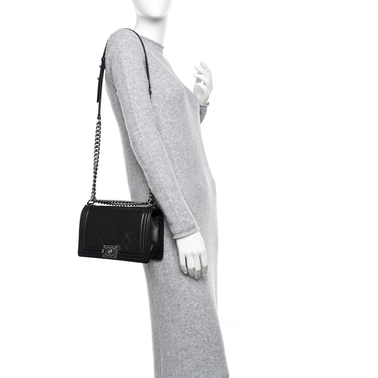 Chanel Caviar Quilted Medium Boy Flap Black 2 of 15