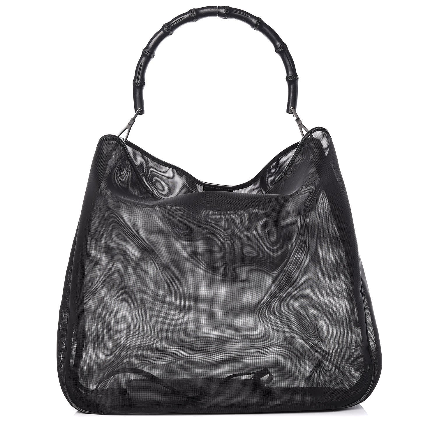 Gucci Mesh Bamboo Shoulder Bag Black 1 of 15