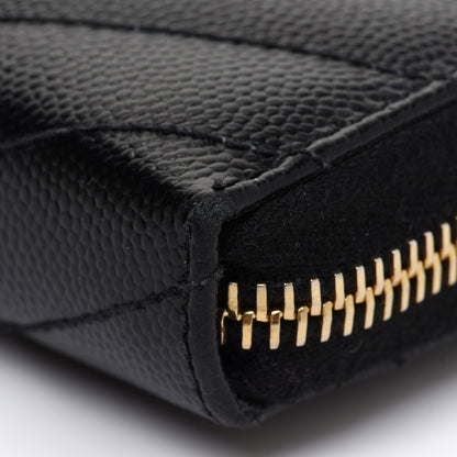 Saint Laurent Grain De Poudre Matelasse Chevron Monogram Zip Around Wallet Black 8 of 11