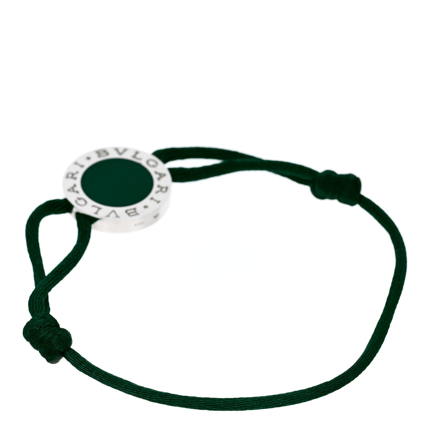 Bulgari Sterling Silver Enamel BVLGARI BVLGARI Adjustable Cord Bracelet Green 2 of 5
