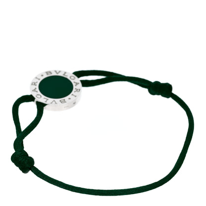 Bulgari Sterling Silver Enamel BVLGARI BVLGARI Adjustable Cord Bracelet Green 2 of 5