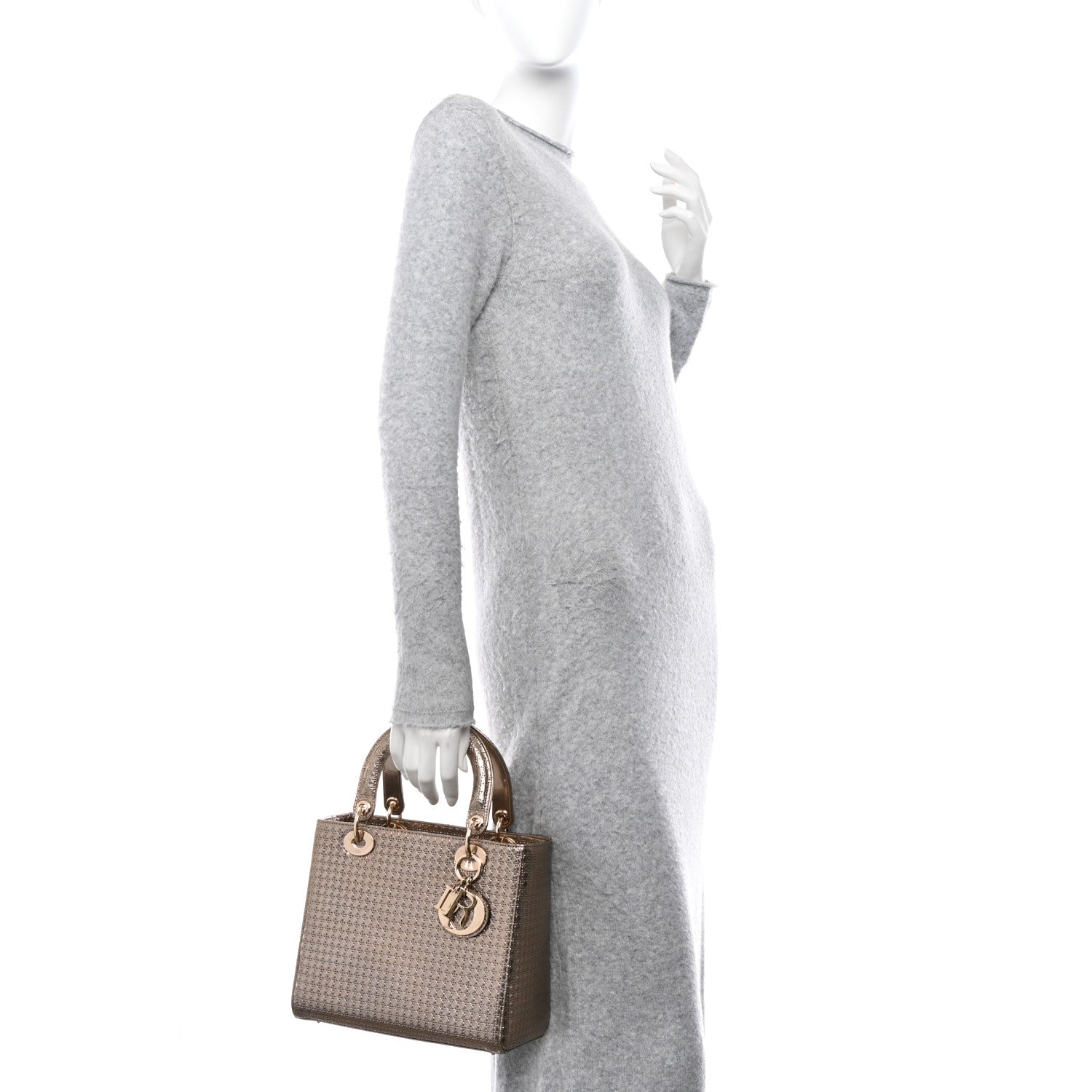 Christian Dior CHRISTIAN DIOR Metallic Patent Micro-Cannage Medium Lady Dior 2 of 13