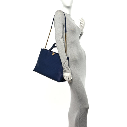 Chanel Caviar Stitched Large Shopping Tote Bag Blue 2 of 10