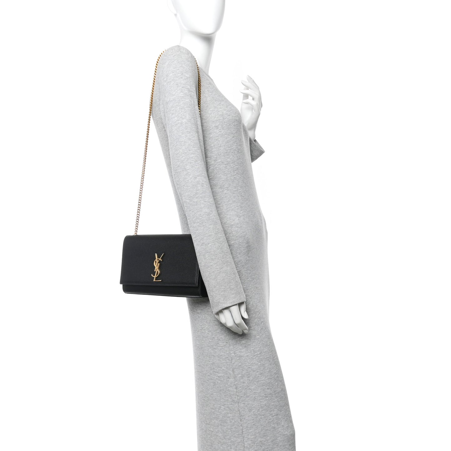 Grain De Poudre Medium Classic Monogram Kate Satchel Black