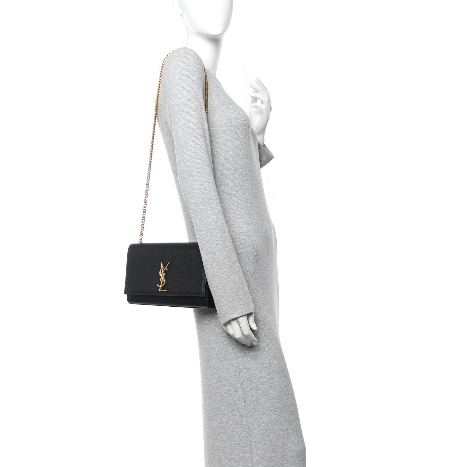 Saint Laurent Grain De Poudre Medium Classic Monogram Kate Satchel Black 2 of 10