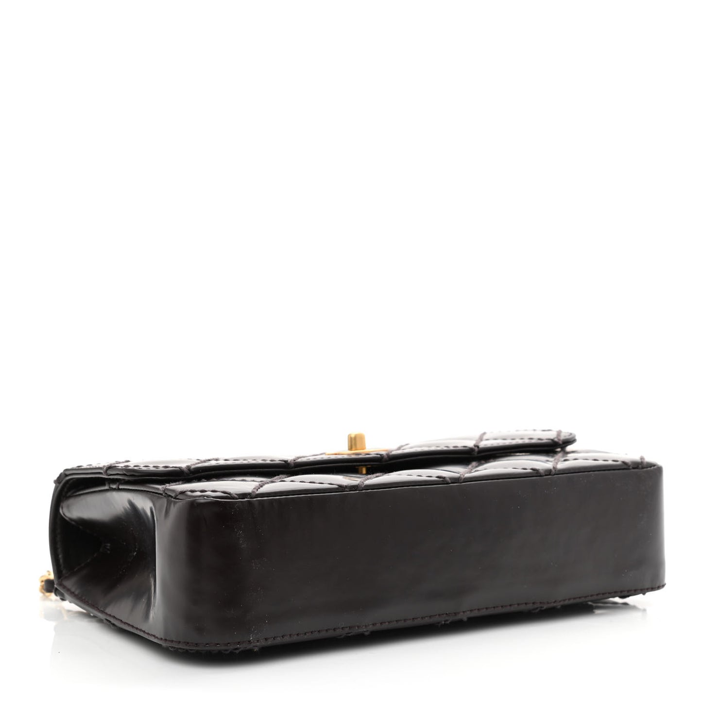 Glazed Calfskin Stitched Small Flap Brown