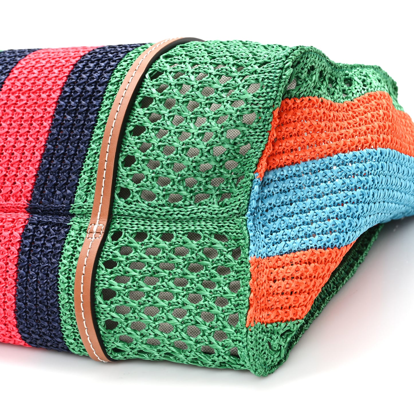 Raffia Web Woven Medium Interlocking G Tote Green