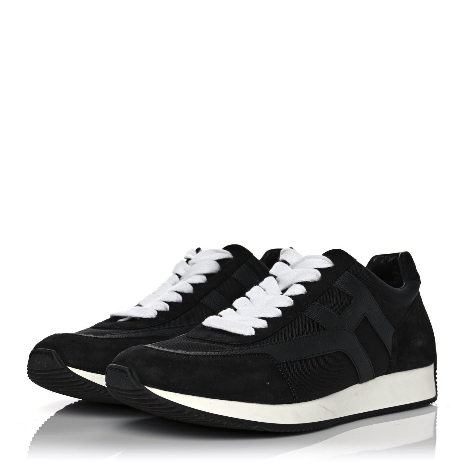 Hermes Suede Epsom Womens Chris Sneakers 40.5 Black 3 of 8
