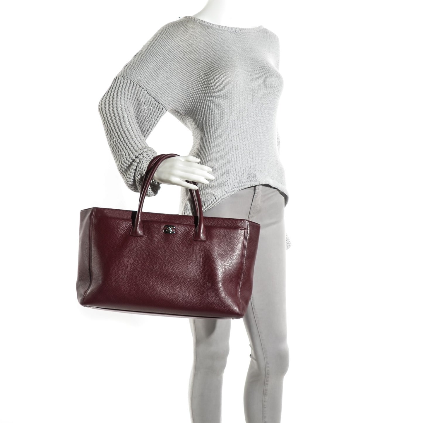 Deerskin Cerf Executive Shopper Tote Burgundy