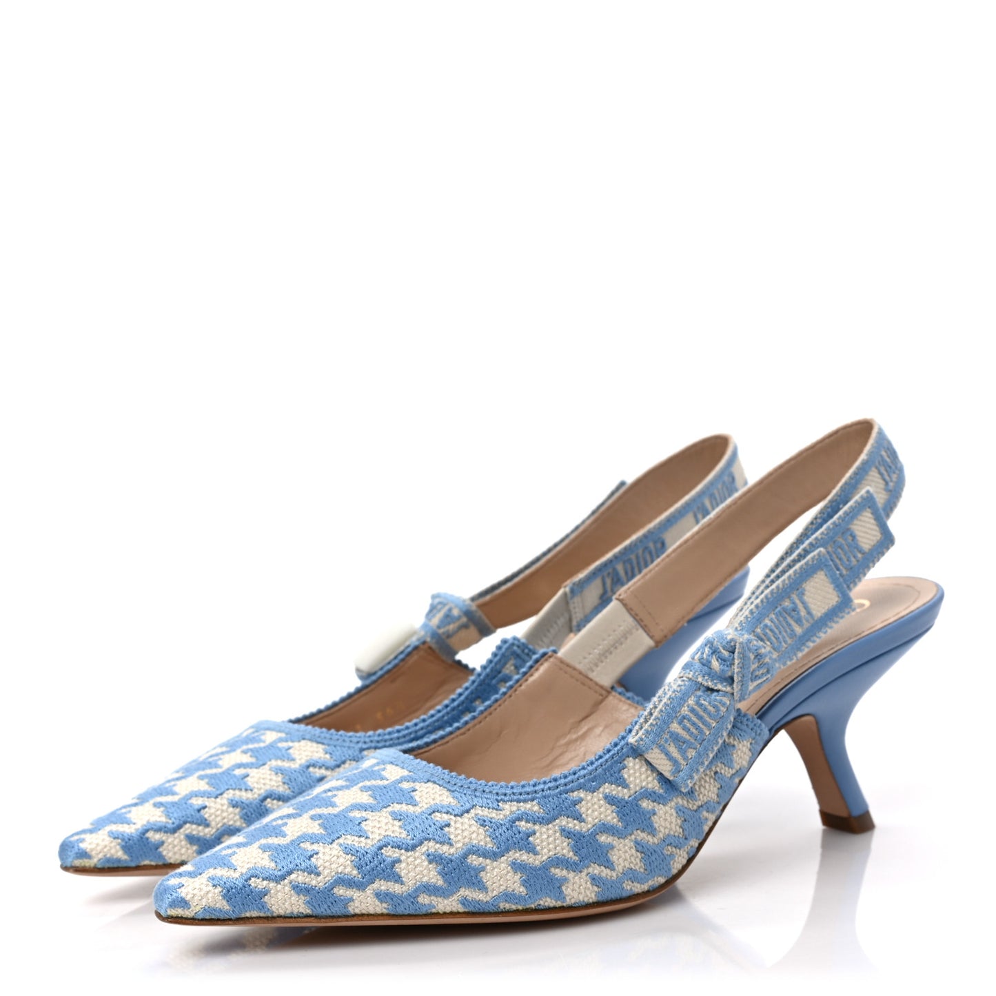 Micro PDP Cotton Houndstooth J'Adior Slingback 65mm Pumps 36.5 Cornflower