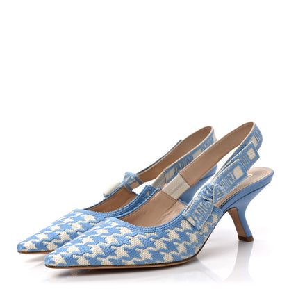 Christian Dior Micro PDP Cotton Houndstooth J'Adior Slingback 65mm Pumps 36.5 Cornflower 3 of 7
