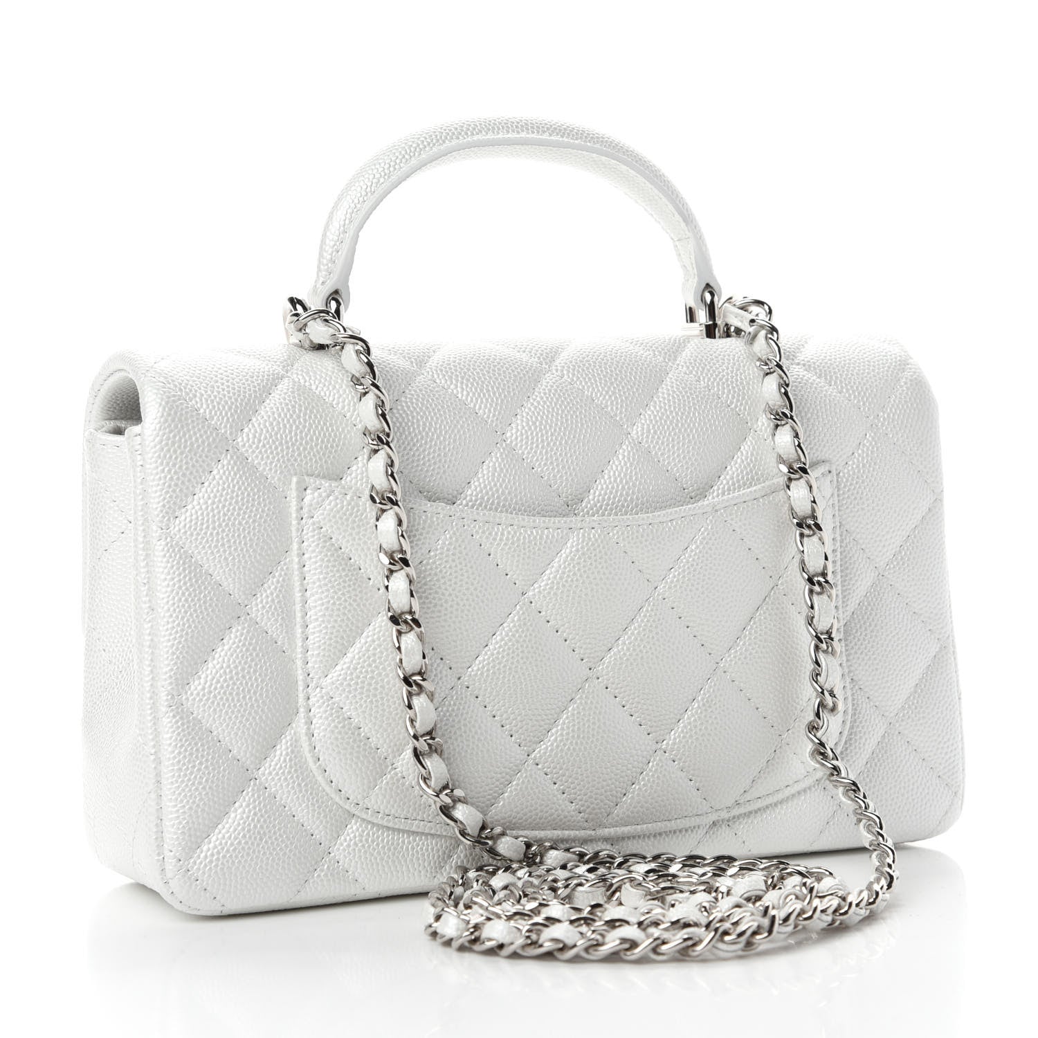 Chanel Iridescent Caviar Quilted Mini Top Handle Rectangular Flap White 3 of 11