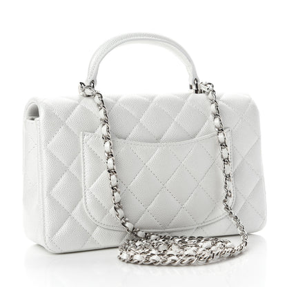 Chanel Iridescent Caviar Quilted Mini Top Handle Rectangular Flap White 3 of 11
