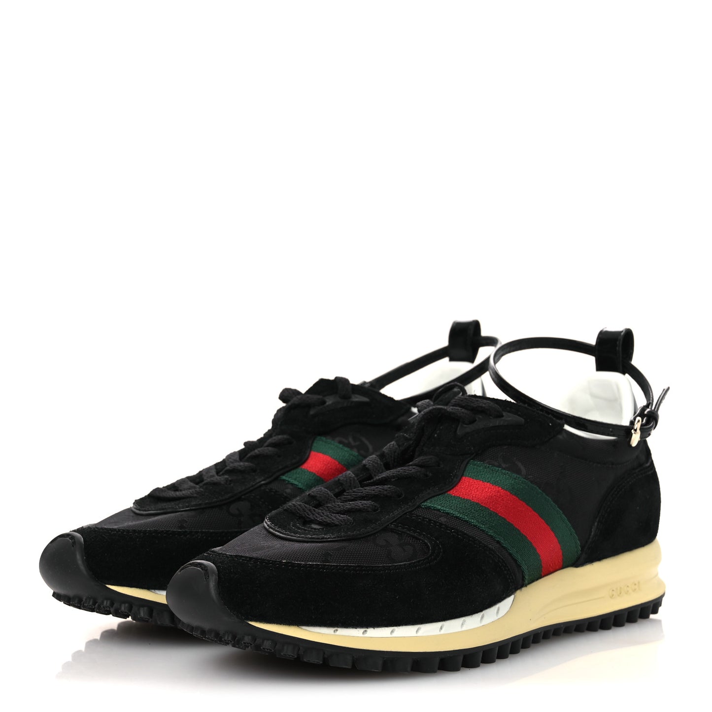 GG Suede Monogram Web Re-Motion Sneakers 38 Black