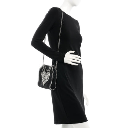Stella McCartney Shaggy Deer Crystal Stones Heart Tiny Falabella Tote Black 2 of 8