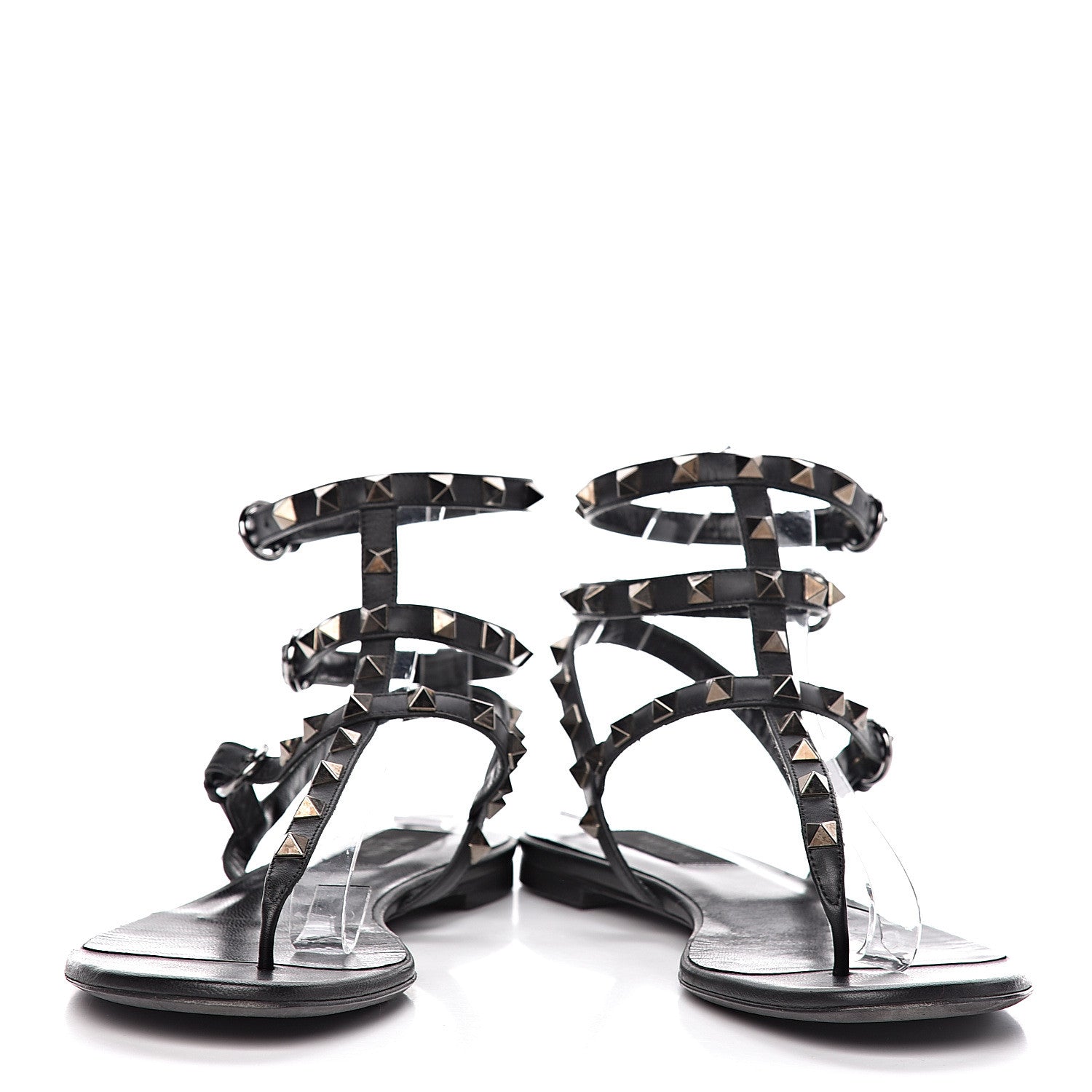 Valentino Garavani Nappa Rockstud Ankle Strap Flat Thong Sandals 38.5 Black 8 of 12