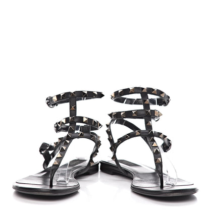 Valentino Garavani Nappa Rockstud Ankle Strap Flat Thong Sandals 38.5 Black 8 of 12