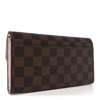 Louis Vuitton Damier Ebene Sarah Wallet NM Rose Ballerine 3 of 6