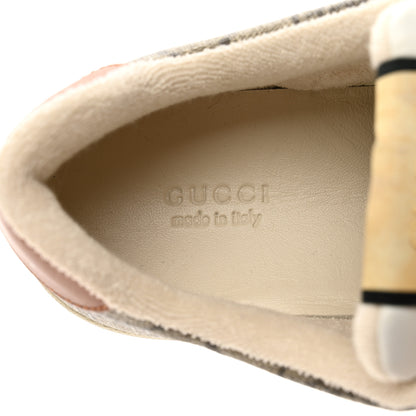 Gucci GG Supreme Monogram Harness Calfskin Web Womens Screener Sneakers 39.5 Beige Ebony Rosso Harness Brown 7 of 9