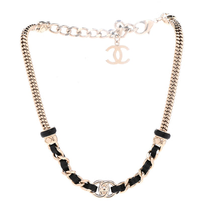 Chanel Metal Lambskin CC Turnlock Choker Necklace Black Gold 3 of 7