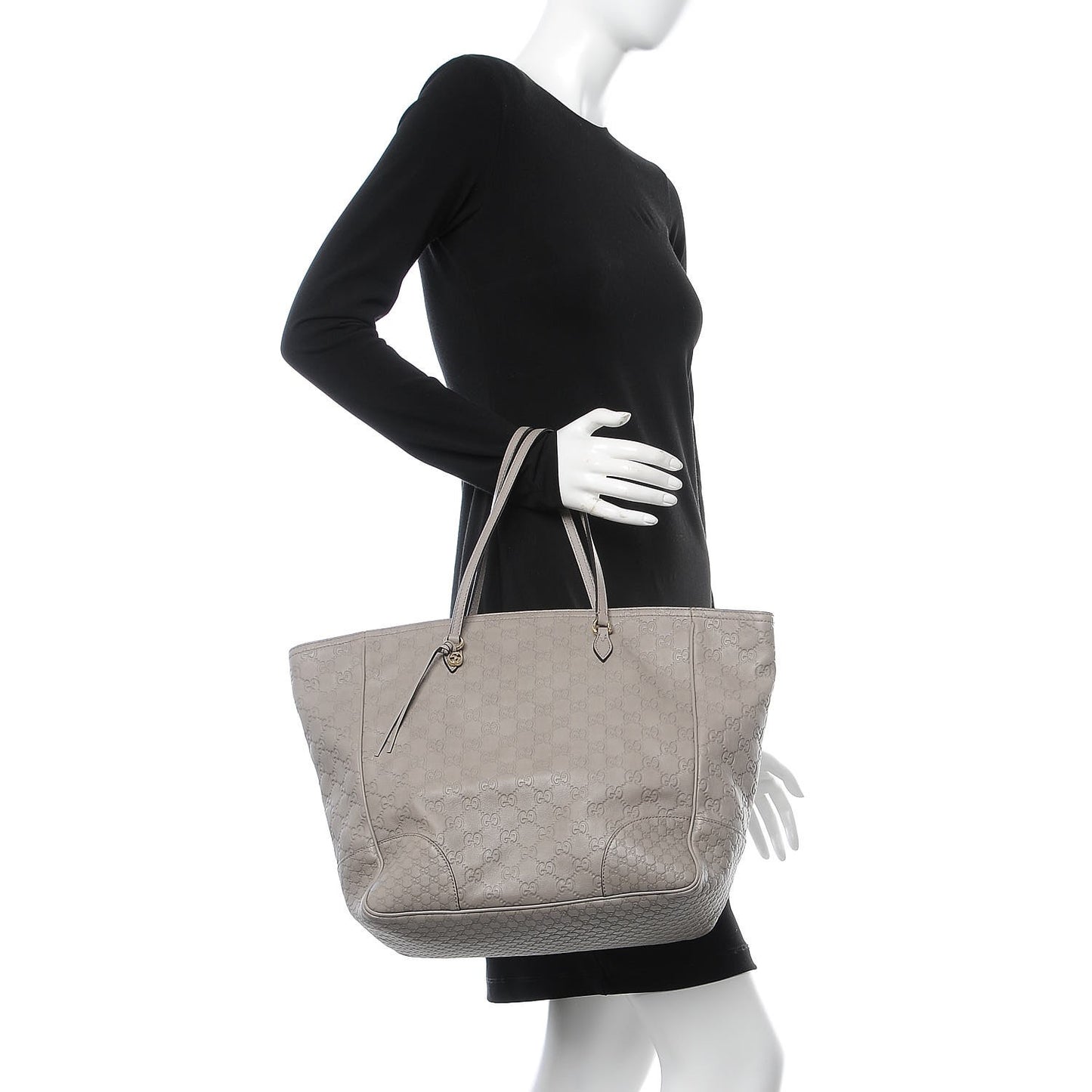 Guccissima Medium Bree Zippered Tote Storm Grey