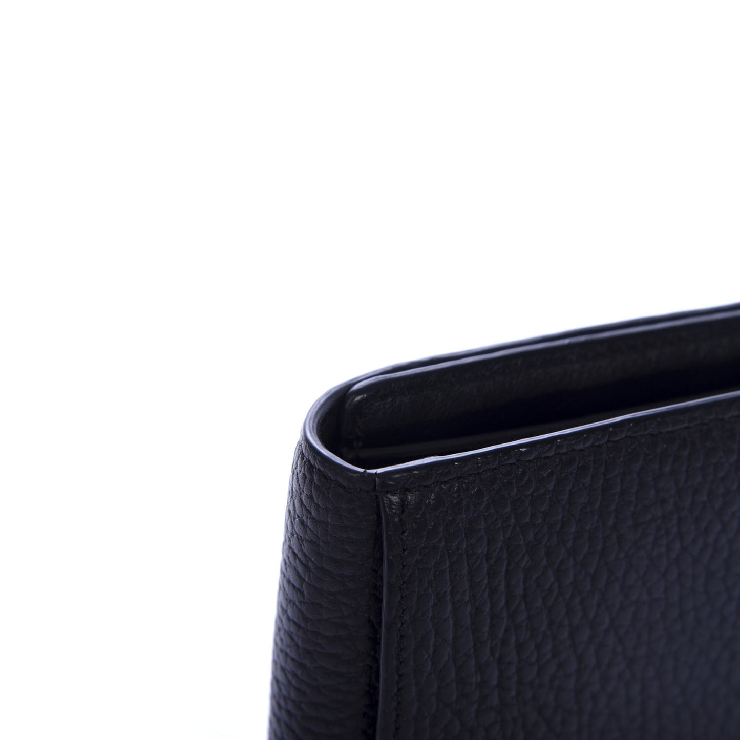 Grained Calfskin Alphabet Compact Wallet Black