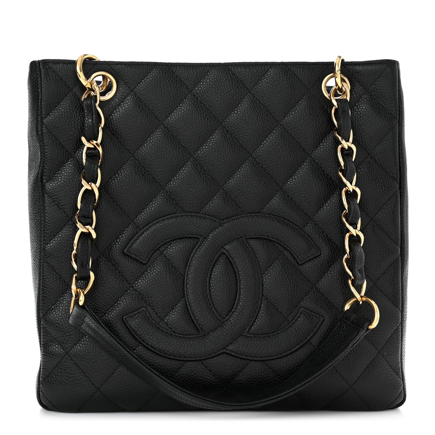 Caviar Quilted Petit Shopping Tote PST Black