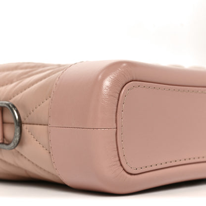 Chanel Aged Calfskin Chevron Quilted Small Gabrielle Hobo Pink 8 of 9