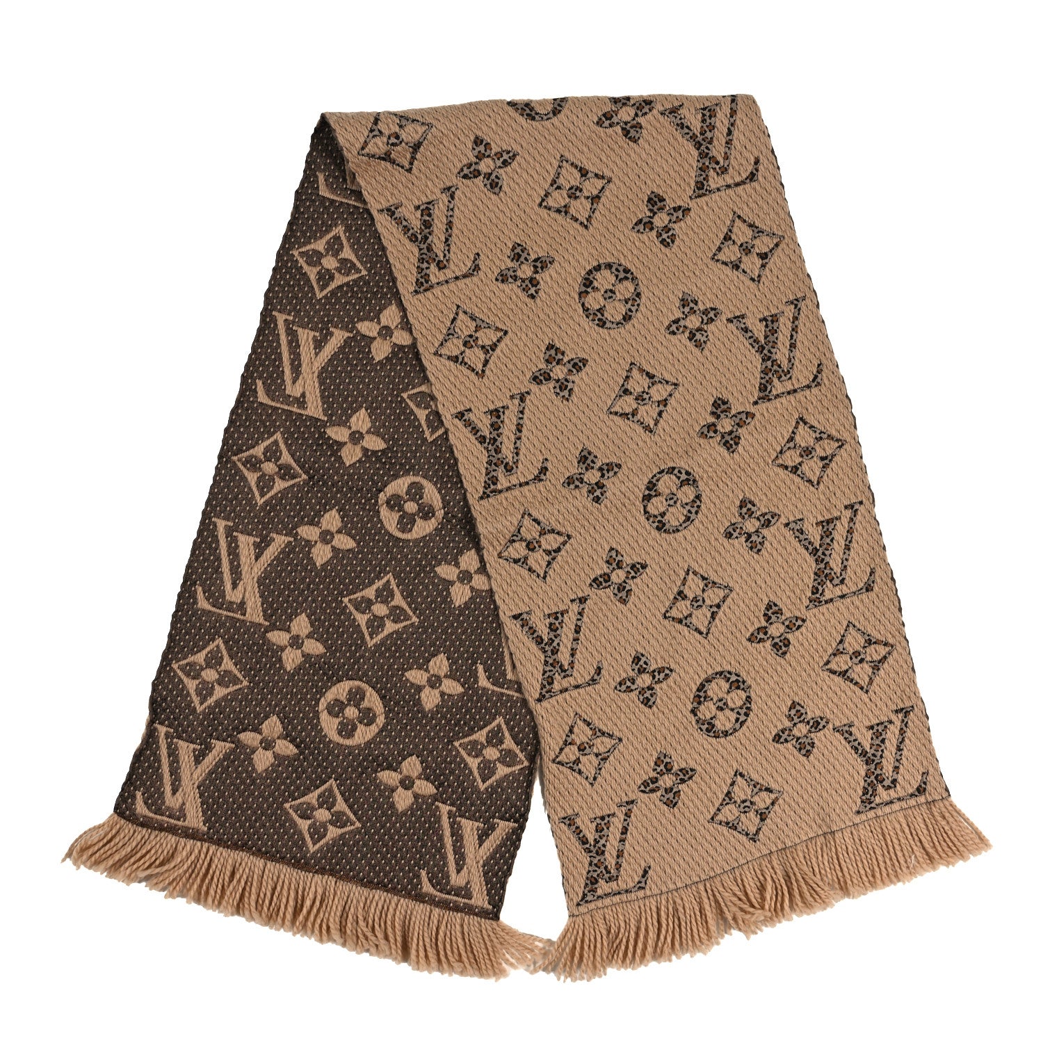 Louis Vuitton Wool Silk Monogram Giant Jungle Logomania Shine Scarf Beige 2 of 3