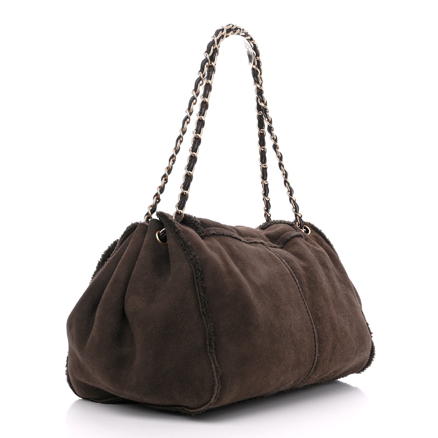 Chanel Shearling Accordion Flap Brown 3 of 10