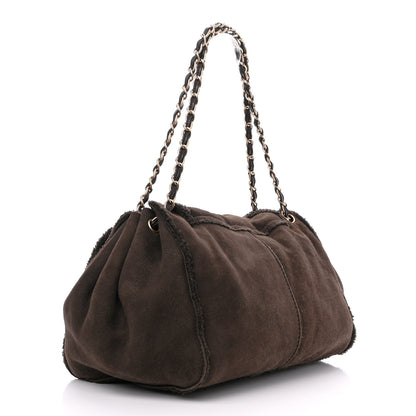 Chanel Shearling Accordion Flap Brown 3 of 10