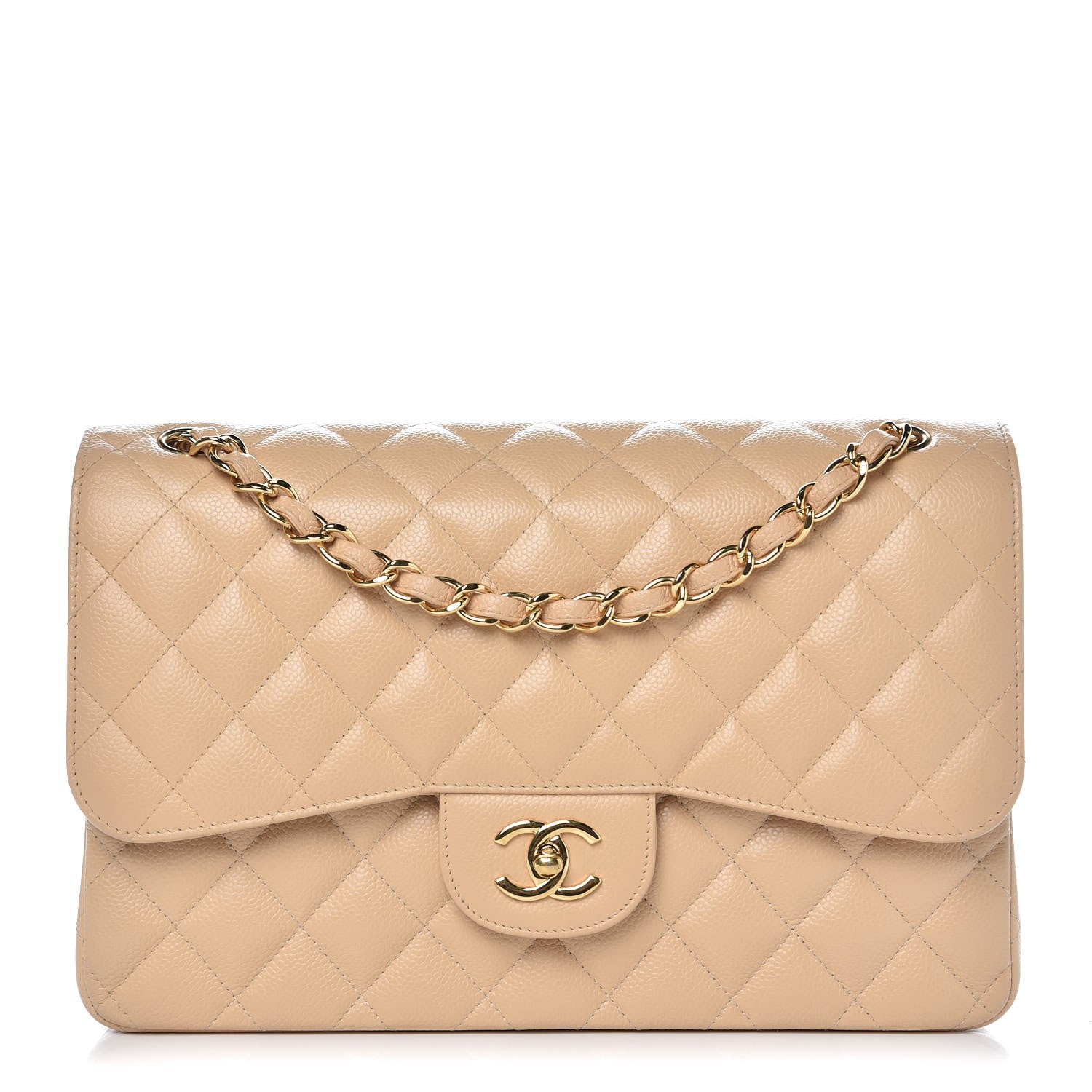 Chanel Caviar Quilted Jumbo Double Flap Beige Clair 1 of 7