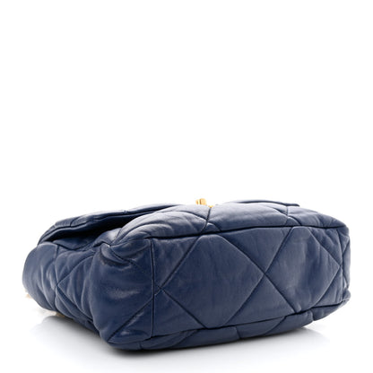 Chanel Goatskin Quilted Large Chanel 19 Flap Dark Blue 4 of 10