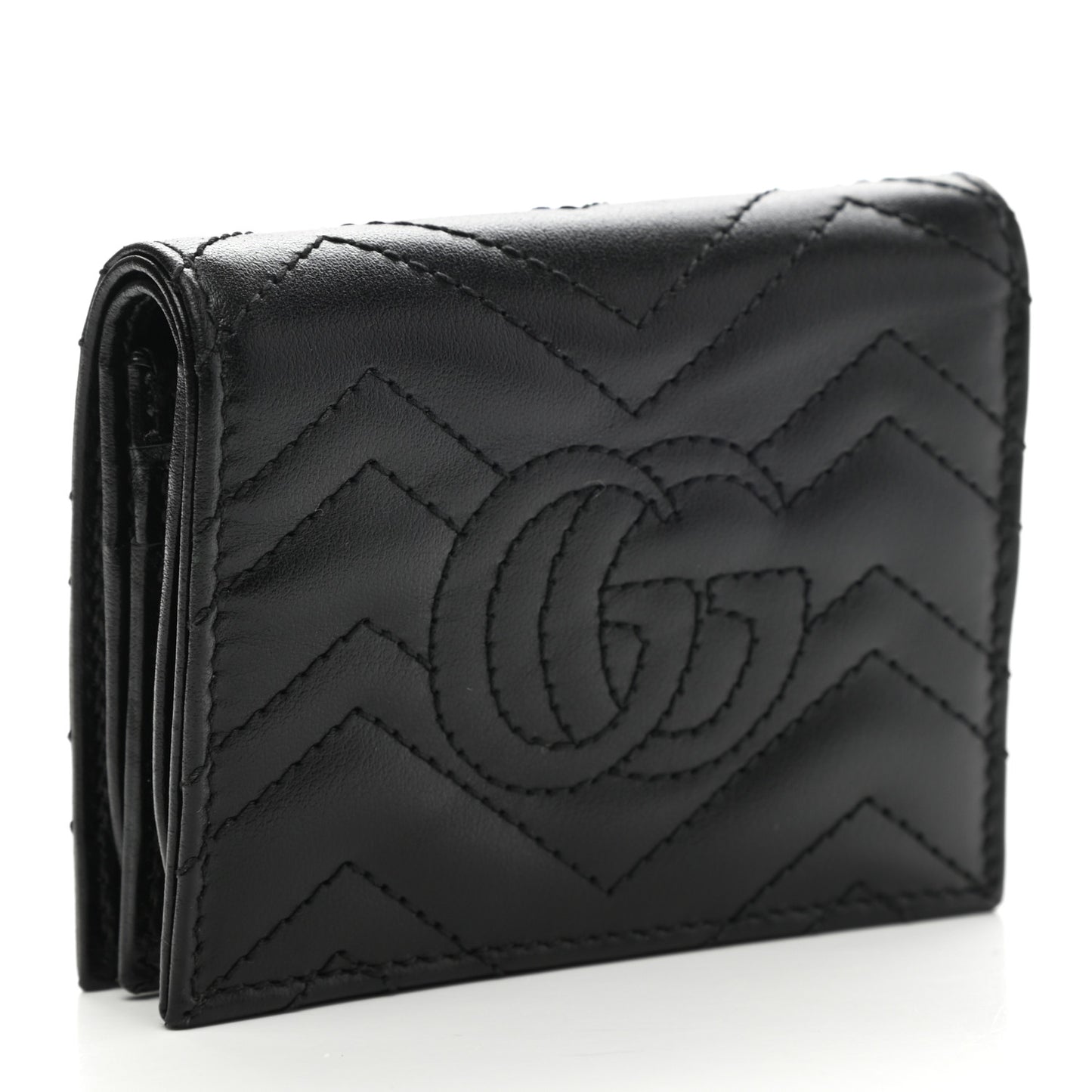 Calfskin Matelasse GG Marmont Card Case Wallet Black